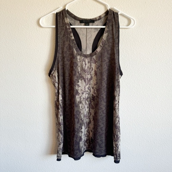 All Saints brown black snake skin print tank top size 4 small - Picture 1 of 6